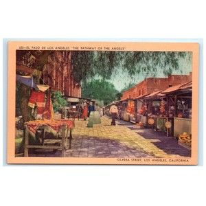 Vintage Postcard Los Angeles California Pathway Of The Angels‎ Olvera Street
